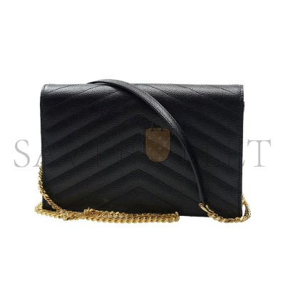 YSL CASSANDRE ENVELOPE CHAIN WALLET IN GRAIN DE POUDRE LEATHER 393953BOW011000 (19*11.5*4cm)